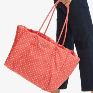 Kate Spade Everything Puffy Dots Large Shoulder Tote Grab Bag Peach Melba White